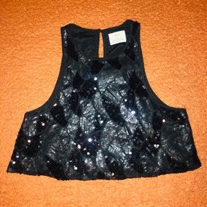 Vintage Black Sequin Top